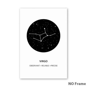 "White and Black Zodiac"  Constellation Art
