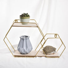 Load image into Gallery viewer, &quot;Double Hexagon&quot;  Wrought Iron Wall Shelf