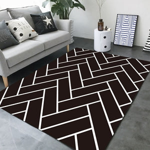 "Nordic Herringbone" geometric print rug