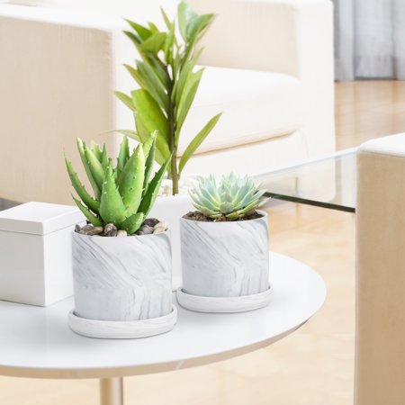 Marble Design Set of 4 Succulent Planters